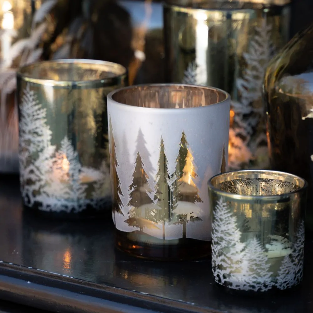 Theelichthouder dennenboom groen