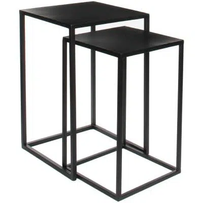 Goa Bijzettafel - L35 x B35 x H55 cm - Zwart - Set van 2