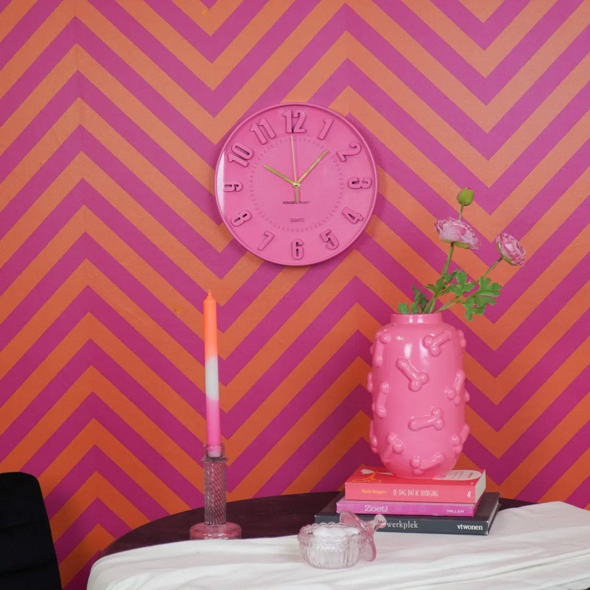 Wandklok - neon roze - 30x30x4cm 3 Wandklok - neon roze - 30x30x4cm
