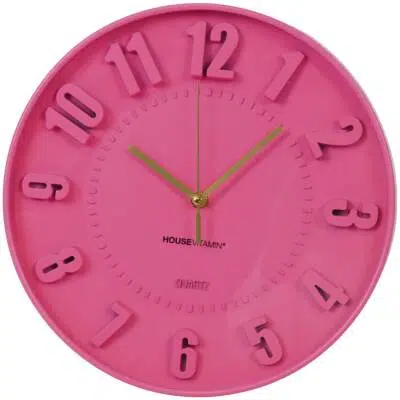 Wandklok - neon roze - 30x30x4cm