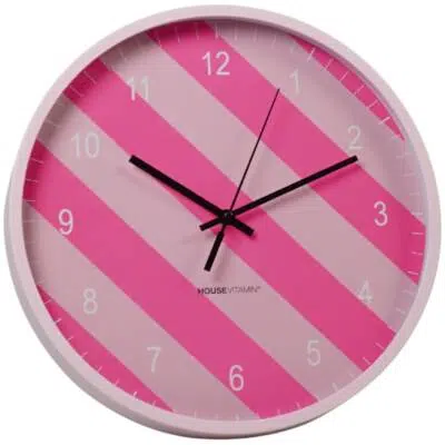 Wandklok - gestreept patroon - roze -34x4x34cm
