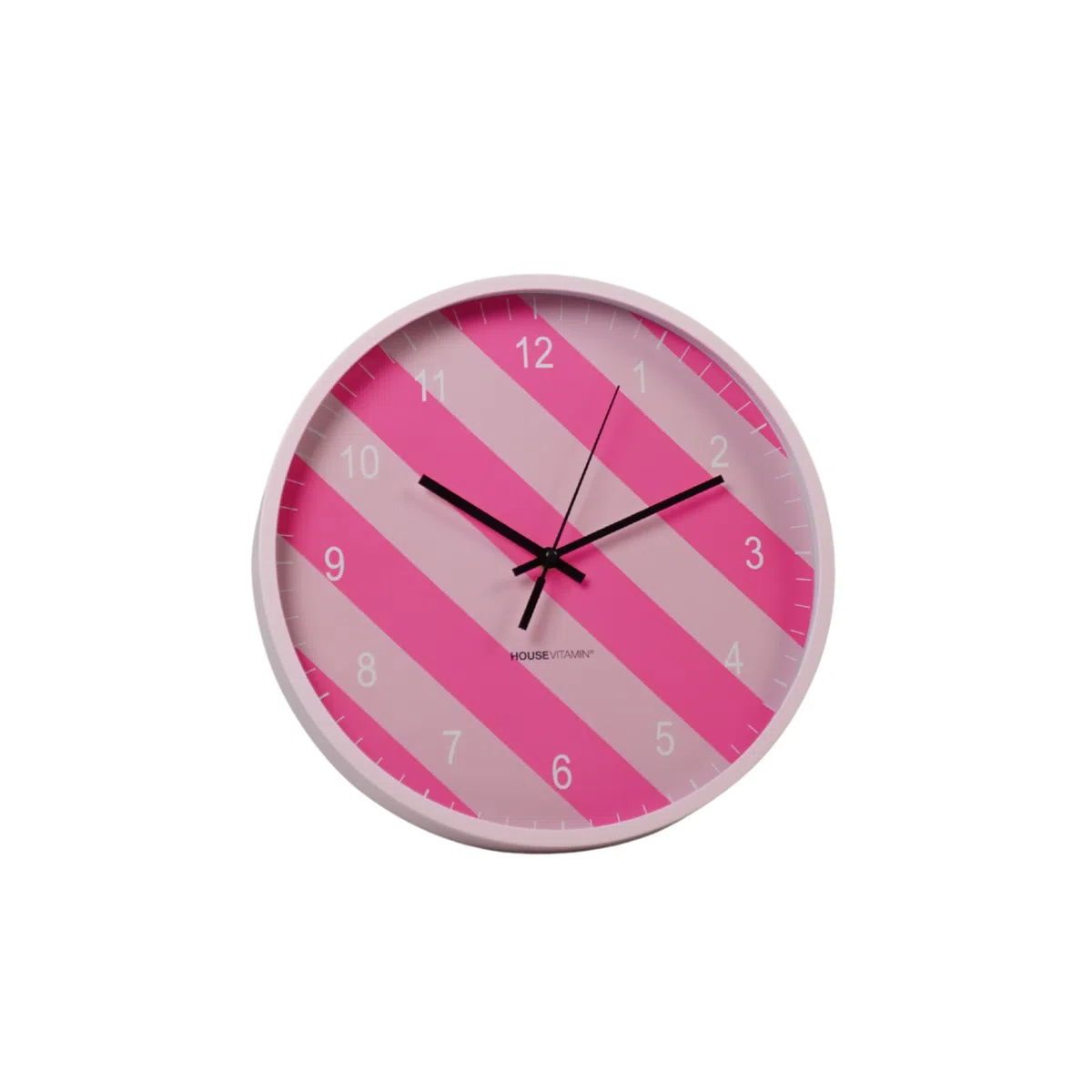 Wandklok - gestreept patroon - roze -34x4x34cm 1 Wandklok - gestreept patroon - roze -34x4x34cm