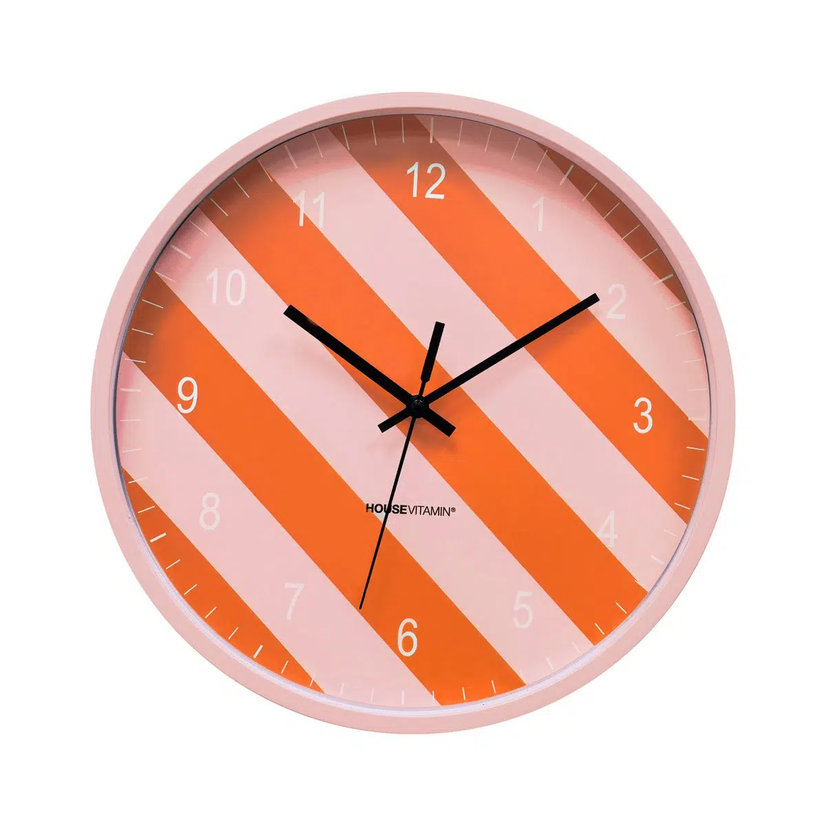 Wandklok - gestreept patroon - oranje/roze -34x4x34cm 1 Wandklok - gestreept patroon - oranje/roze -34x4x34cm