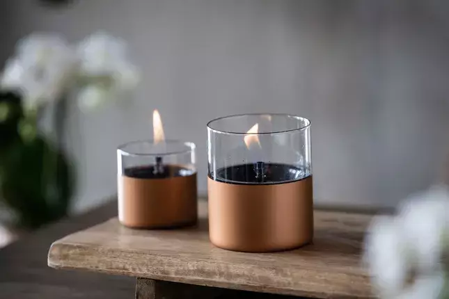 Tenderflame - Lilly 10 kaars uit glas koper - Tafelhaard 2 Tenderflame - Lilly 10 kaars uit glas koper - Tafelhaard