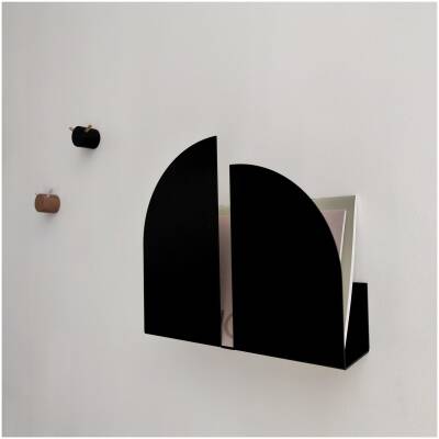 Zwart metalen wandplank/tijdschriftenhouder Bauhaus