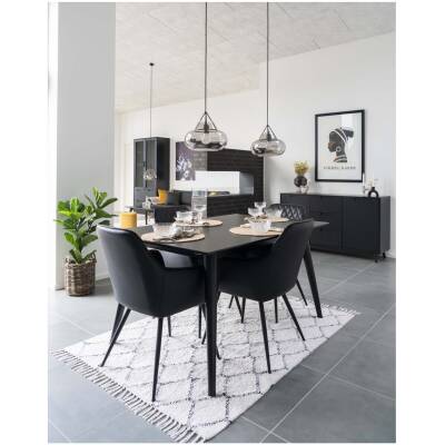 Harbo Eetkamerstoel - zwart leder - set van 2 - House Nordic