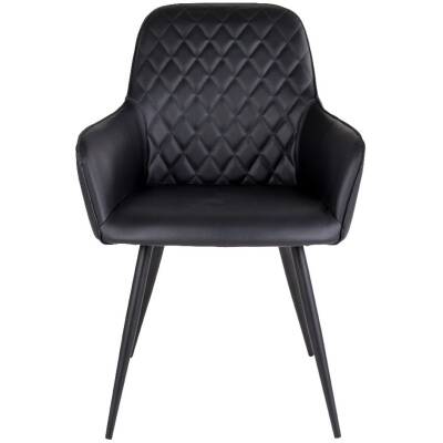 Harbo Eetkamerstoel - zwart leder - set van 2 - House Nordic