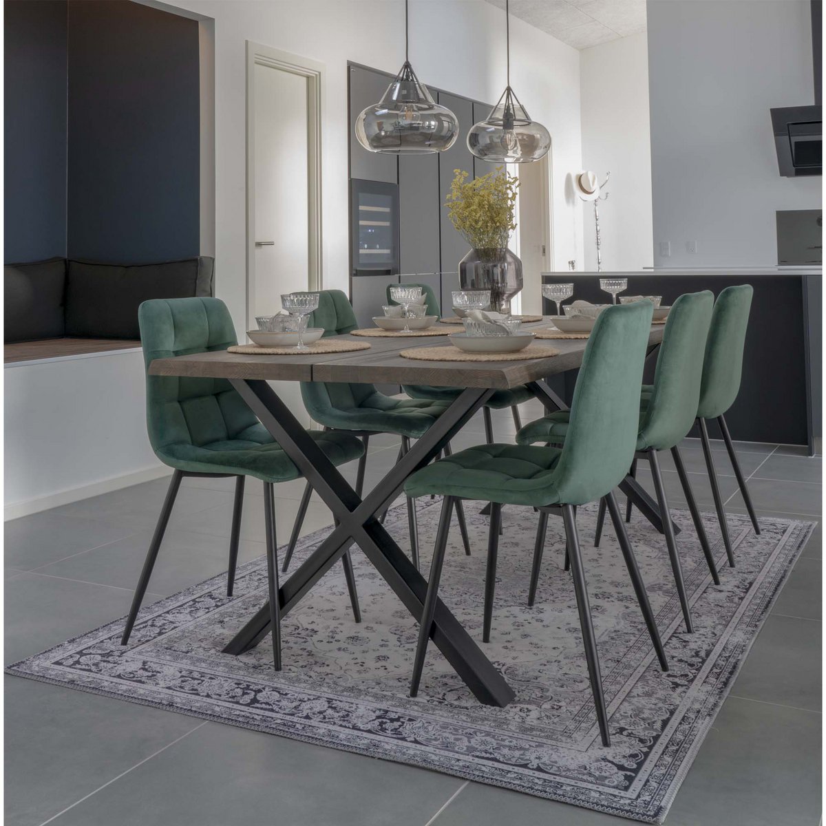 Middelfart Eetkamerstoel - donkergroen - set van 2 - House Nordic 2 Middelfart Eetkamerstoel - donkergroen - set van 2 - House Nordic