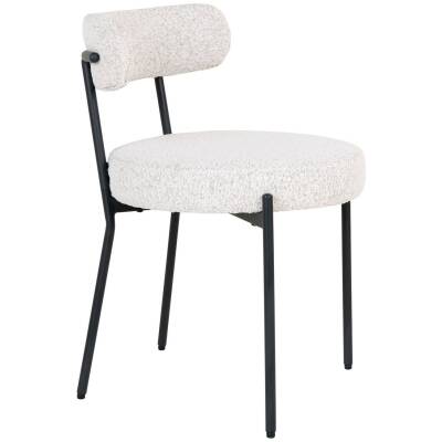 Badalona Eetkamerstoel - Wit Bouclé, Zwarte Poten - Set van 2