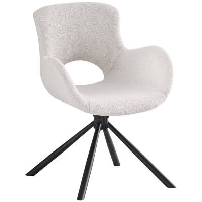 Amorim Eetkamerstoel - Wit BouclƩ - Draaivoet - Set van 2