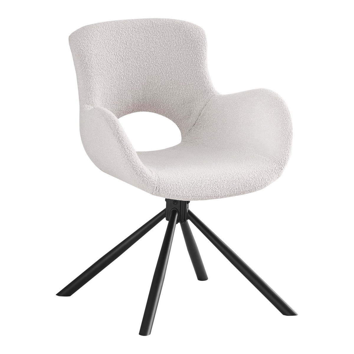 Amorim Eetkamerstoel - Wit Bouclé - Draaivoet - Set van 2 1 Amorim Eetkamerstoel - Wit Bouclé - Draaivoet - Set van 2