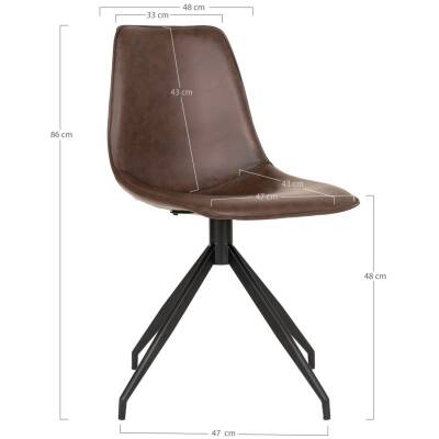 Monaco Eetkamerstoel - Donkerbruin leder - Set van 2