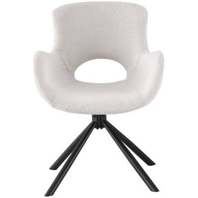 Amorim Eetkamerstoel - Wit Bouclé - Draaivoet - Set van 2