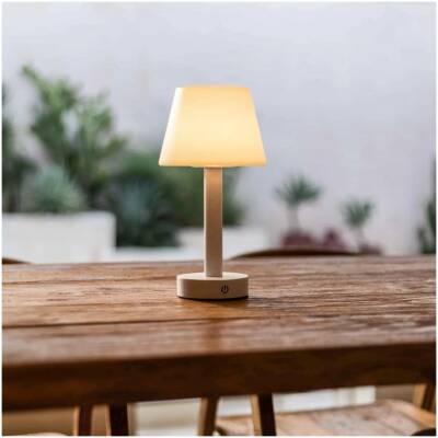 Zoe Witte Houten Oplaadbare Tafellamp - tot 80 uur