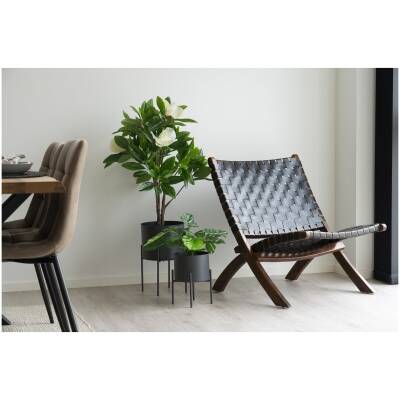 Perugia Klapstoel - Teakhout, Leer, Zwart - 66x74x73 cm