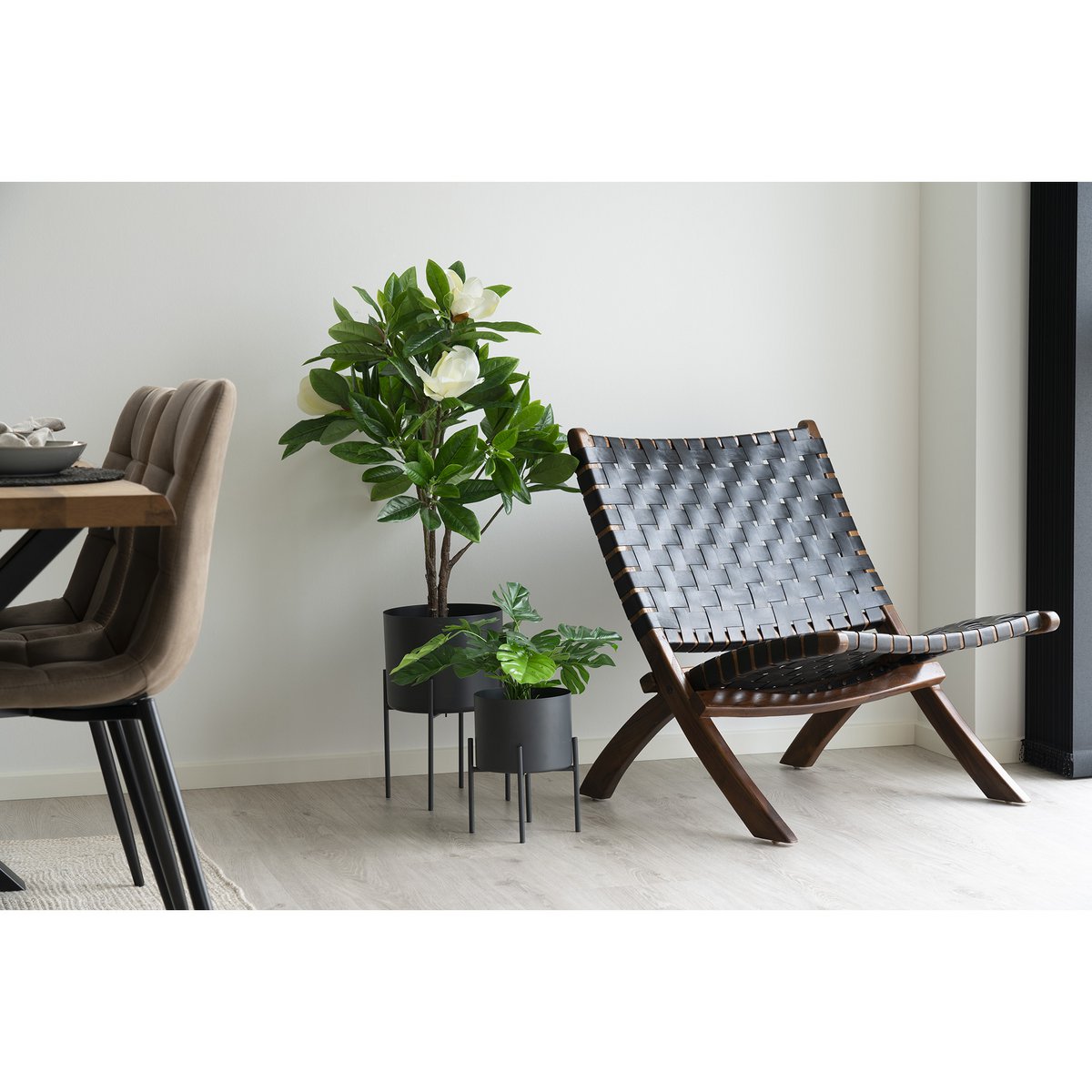Perugia Klapstoel - Teakhout, Leer, Zwart - 66x74x73 cm 2 Perugia Klapstoel - Teakhout, Leer, Zwart - 66x74x73 cm