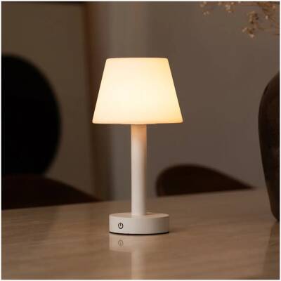 Zoe Witte Houten Oplaadbare Tafellamp - tot 80 uur