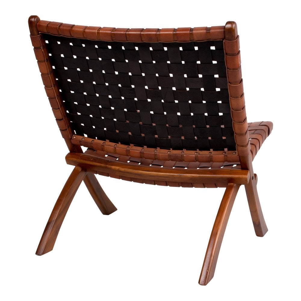 Perugia Klapstoel - Teakhout, Leer, Bruin - 66x74x73 cm 5 Perugia Klapstoel - Teakhout, Leer, Bruin - 66x74x73 cm