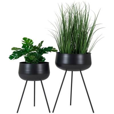 Ardola Bloempotten - Zwart - Set van 2