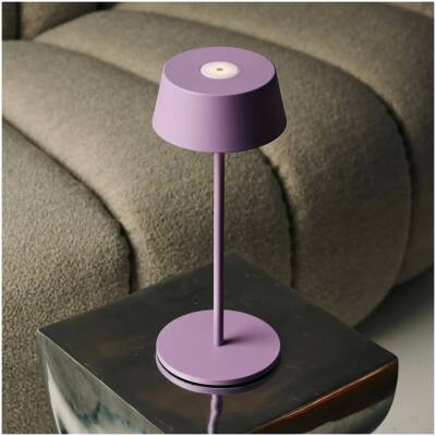 Hugo violet/lila oplaadbare tafellamp - dimbaar - tot 120 uur