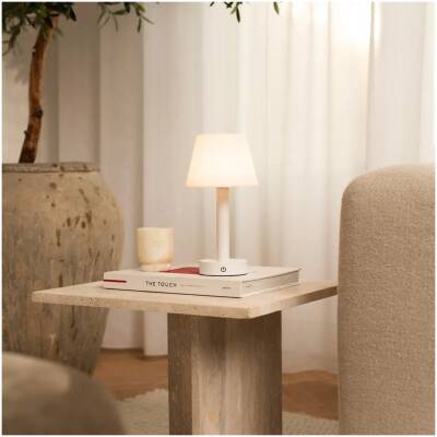 Zoe Witte Houten Oplaadbare Tafellamp - tot 80 uur