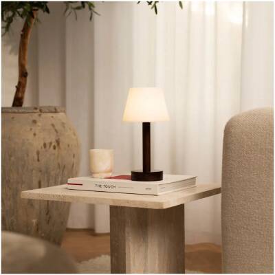 Zoe Donkerbruine Houten Oplaadbare Tafellamp - tot 80 uur