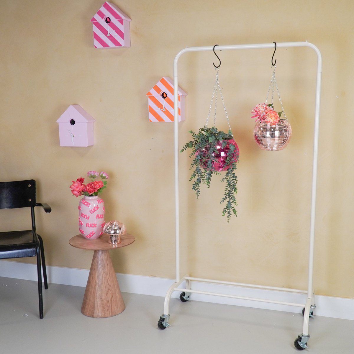 Kledingrek - Metaal - Zand - 80x40x155cm 2 Kledingrek - Metaal - Zand - 80x40x155cm