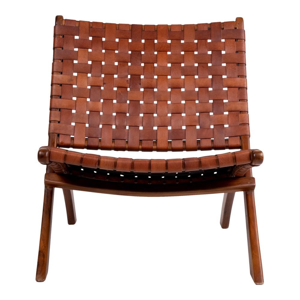 Perugia Klapstoel - Teakhout, Leer, Bruin - 66x74x73 cm 3 Perugia Klapstoel - Teakhout, Leer, Bruin - 66x74x73 cm
