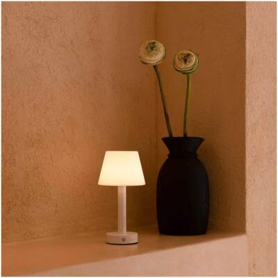 Zoe Witte Houten Oplaadbare Tafellamp - tot 80 uur