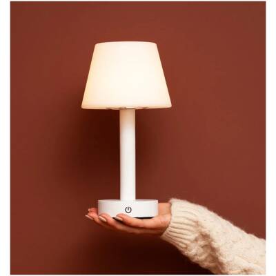 Zoe Witte Houten Oplaadbare Tafellamp - tot 80 uur