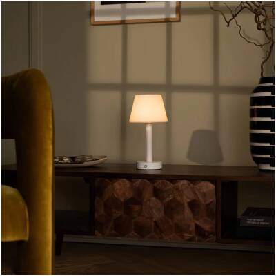 Zoe Witte Houten Oplaadbare Tafellamp - tot 80 uur