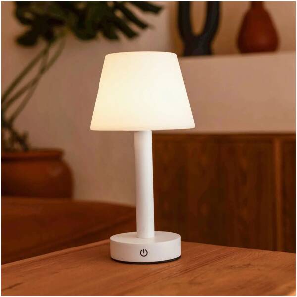 Verlichting 3 Zoe Witte Houten Oplaadbare Tafellamp - tot 80 uur