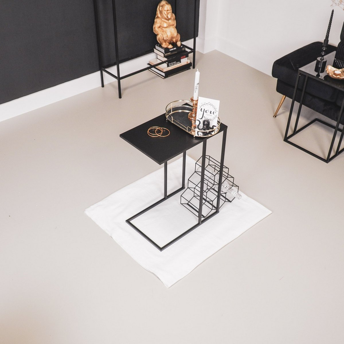 Bijzettafel - Metaal - Zwart - 45x30x60cm 6 Bijzettafel - Metaal - Zwart - 45x30x60cm