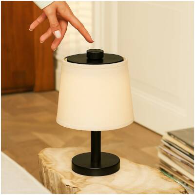 Rover houten lamp - Zwart – oplaadbaar, draadloos en dimbaar - 100uur