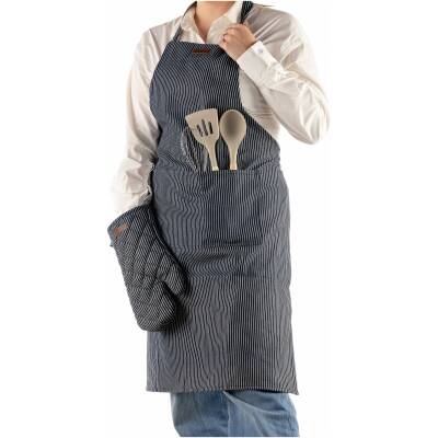 Textino - Denim kookschort met 2 ovenwanten
