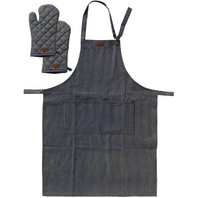 Textino - Denim kookschort met 2 ovenwanten