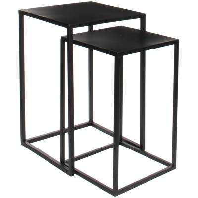 Goa Bijzettafel - L35 x B35 x H55 cm - Zwart - Set van 2