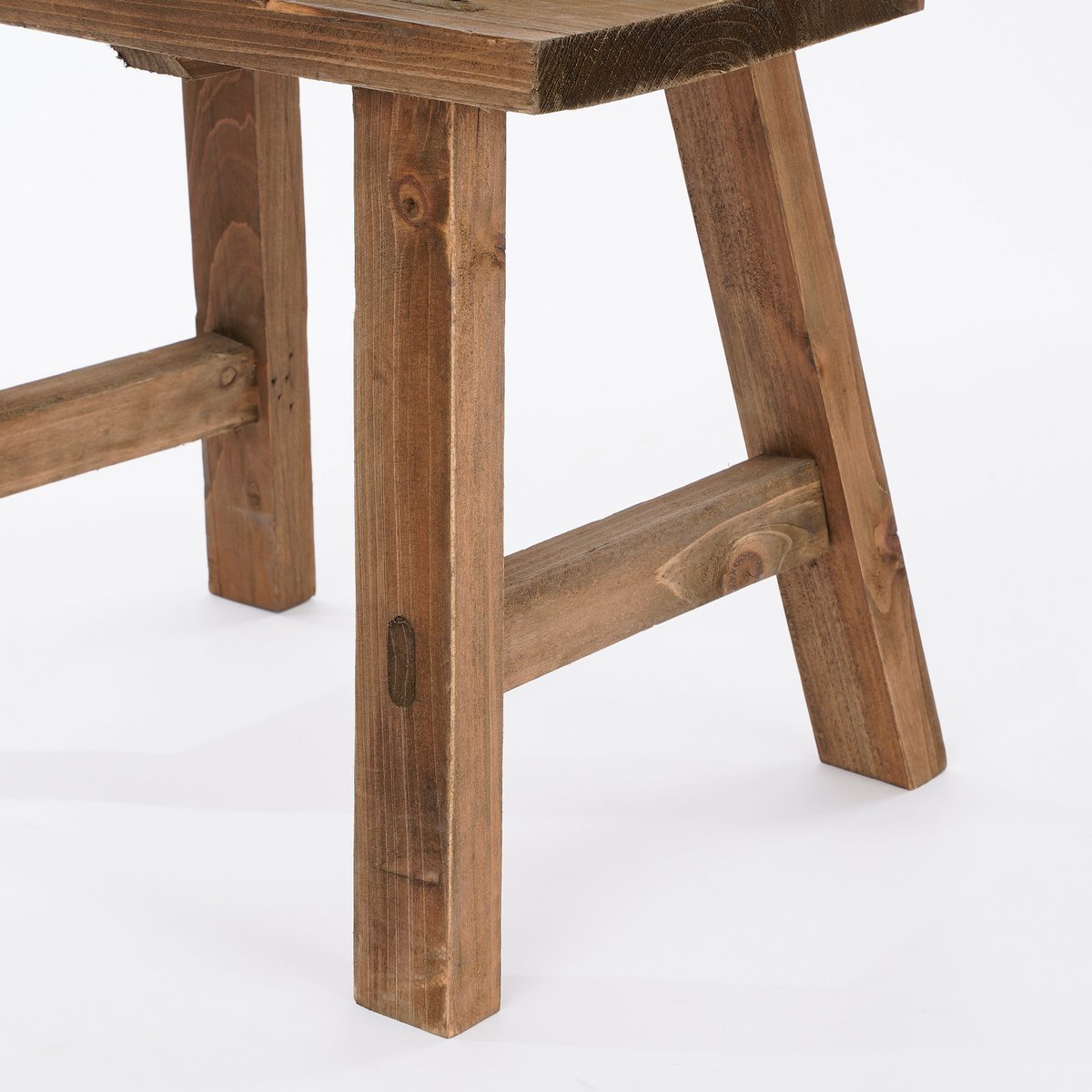 Bold Houten Krukje - L38xB29xH34 cm - Bruin 3 Bold Houten Krukje - L38xB29xH34 cm - Bruin
