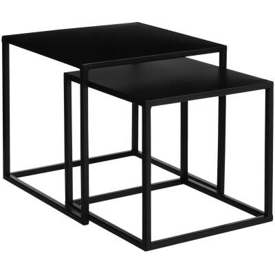 Goa Bijzettafel - L35 x B35 x H33 cm - Zwart - Set van 2
