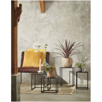 Goa Bijzettafel - L35 x B35 x H33 cm - Zwart - Set van 2