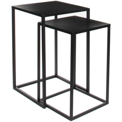 Goa Bijzettafel - L35 x B35 x H55 cm - Zwart - Set van 2