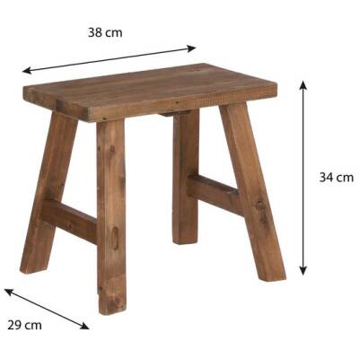 Bold Houten Krukje - L38xB29xH34 cm - Bruin