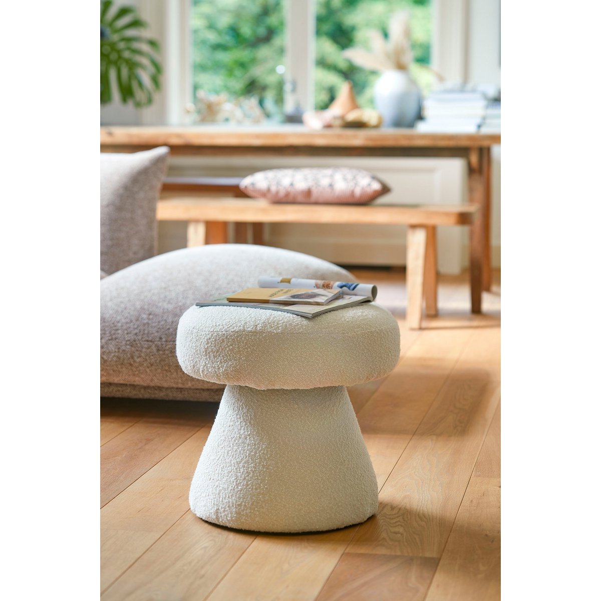 Poef - H46 x Ø49 cm - Wit 5 Poef - H46 x Ø49 cm - Wit