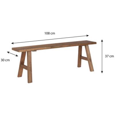 Bold Houten Bankje - L108xB20xH37 cm - Bruin