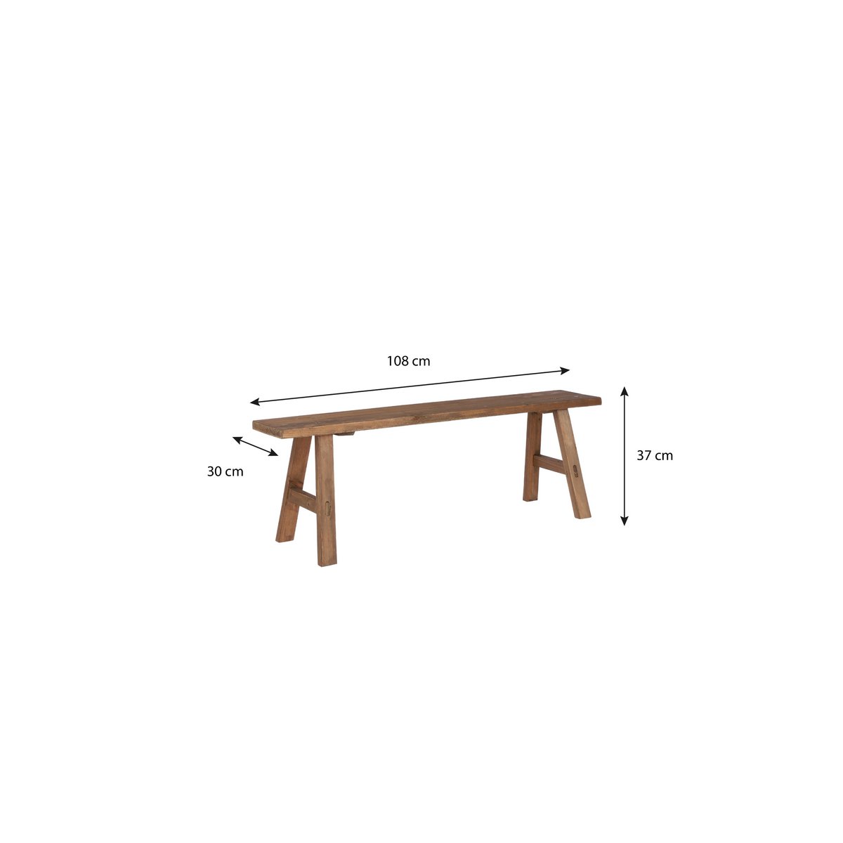 Bold Houten Bankje - L108xB20xH37 cm - Bruin 4 Bold Houten Bankje - L108xB20xH37 cm - Bruin