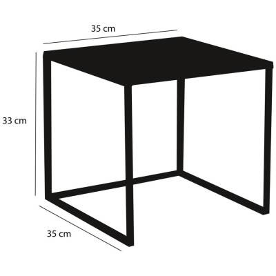 Goa Bijzettafel - L35 x B35 x H33 cm - Zwart - Set van 2