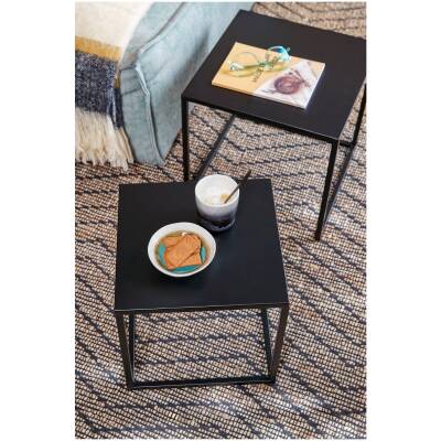 Goa Bijzettafel - L35 x B35 x H33 cm - Zwart - Set van 2