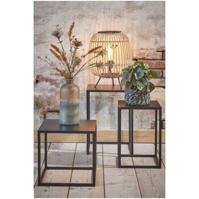 Goa Bijzettafel - L35 x B35 x H55 cm - Zwart - Set van 2