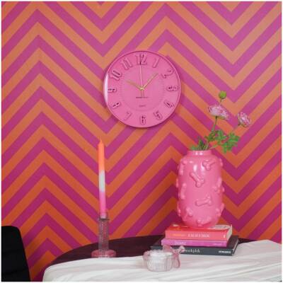 Wandklok - neon roze - 30x30x4cm