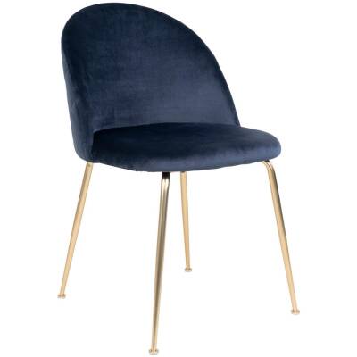 Geneve Eetkamerstoel - blauw met gouden poten - Set van 2
